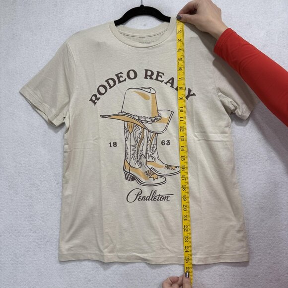 Pendleton Shirt Mens Small Beige Rodeo Ready Graphic Western Cowboy 1863 Tee - Picture 2 of 9